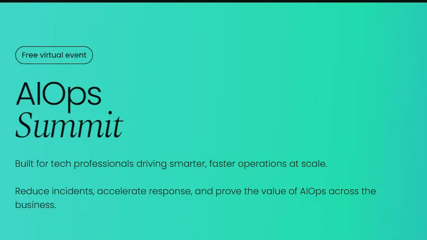 AIOps Summit event artwork describing a virtual event for technology operations professionals